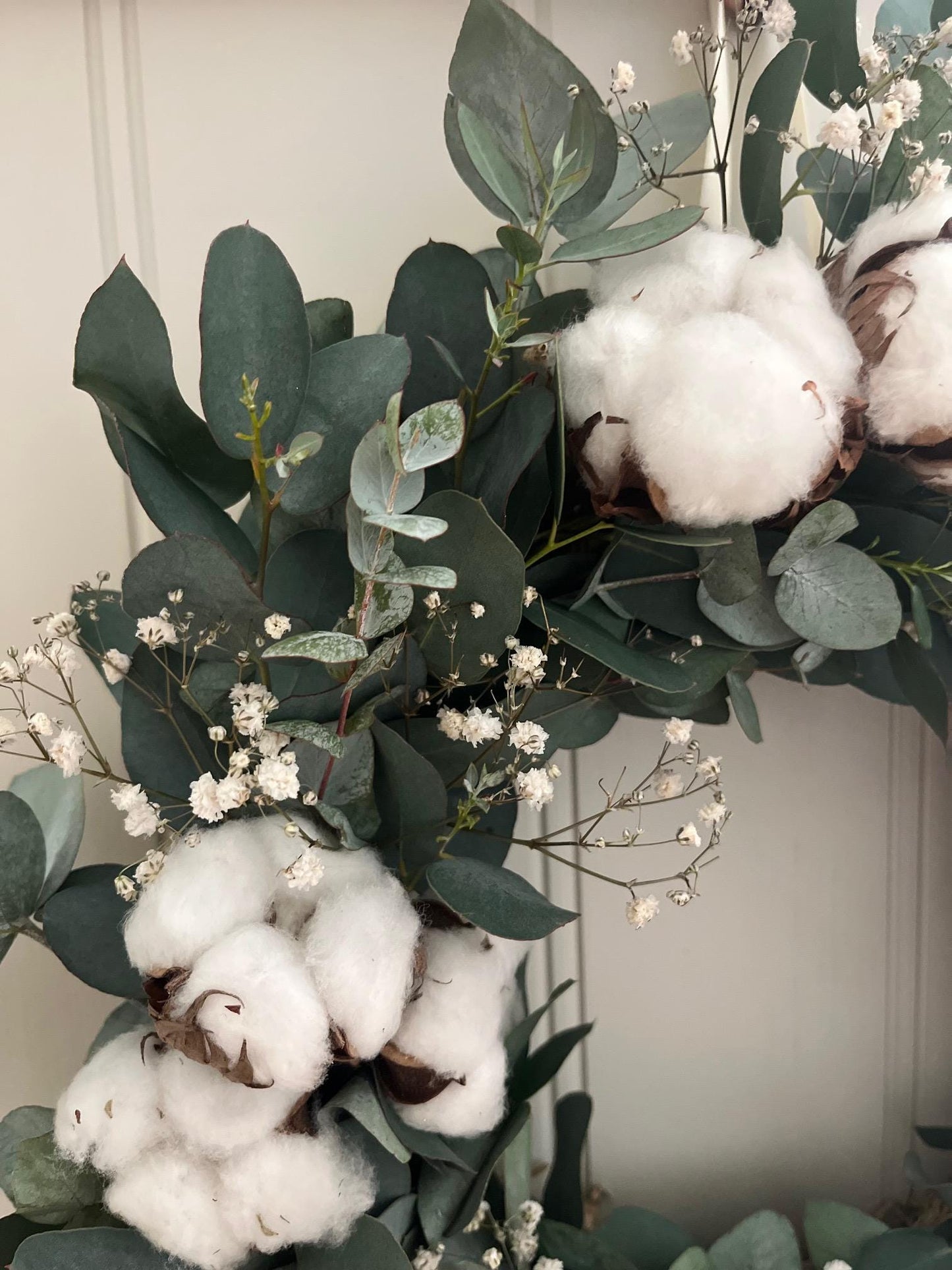 Eucalyptus & Cotton Stem Wreath