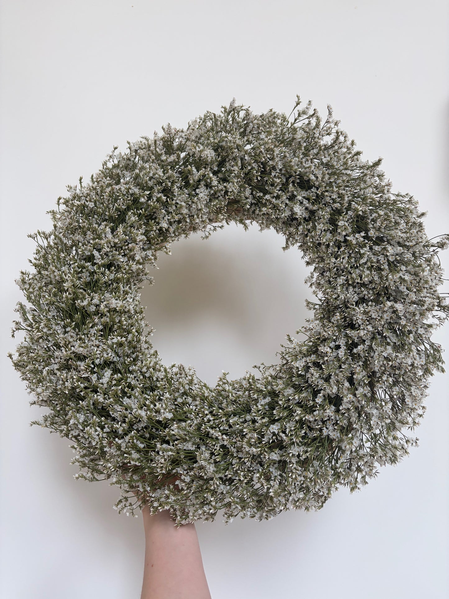 Dried Statice Wreath (Limonium) - Fresh White