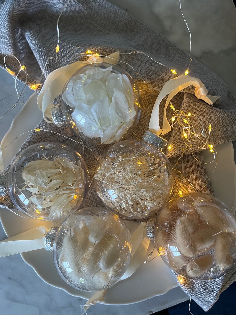 Handmade Dried Flower Bauble - Bunny Tails