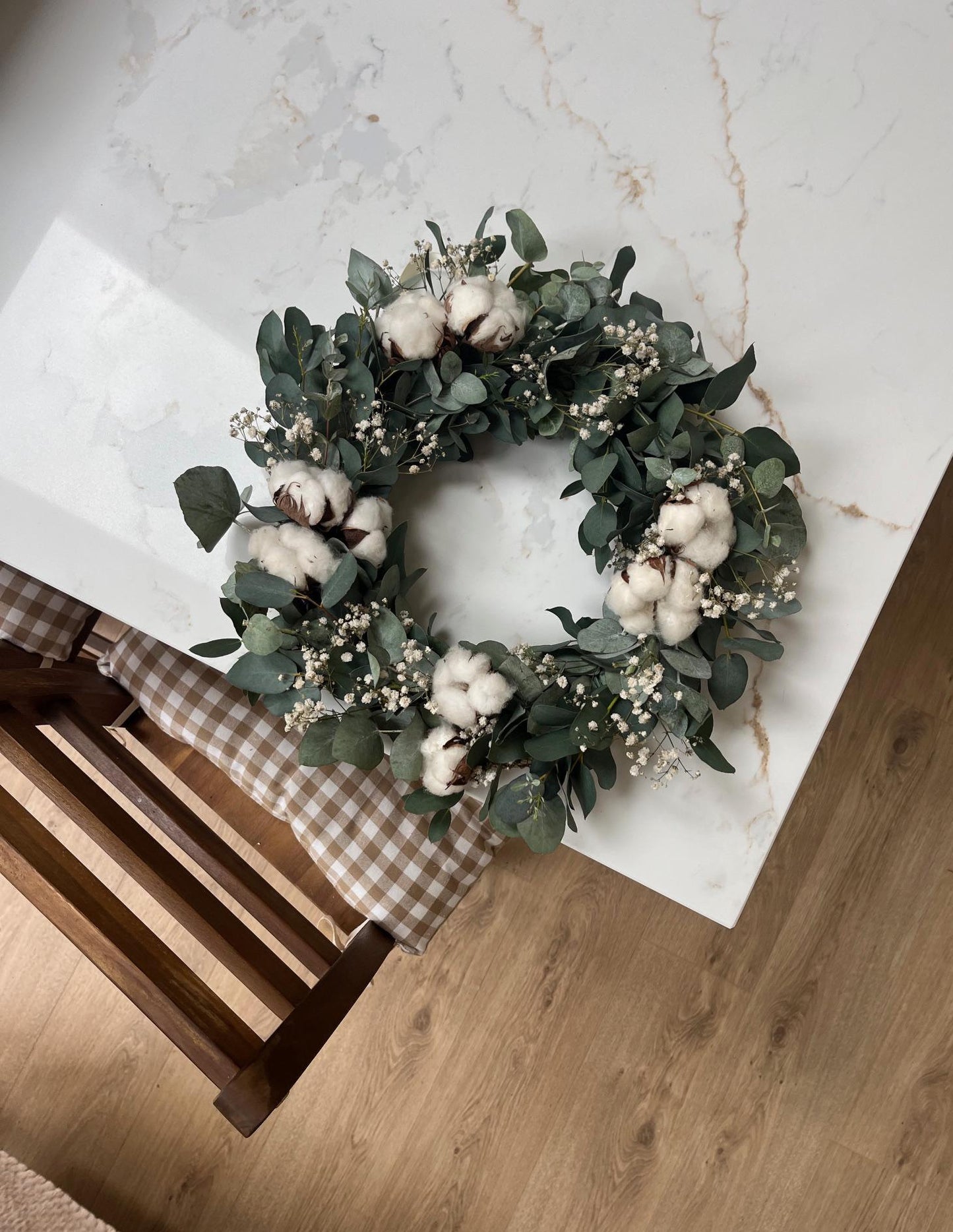 Eucalyptus & Cotton Stem Wreath