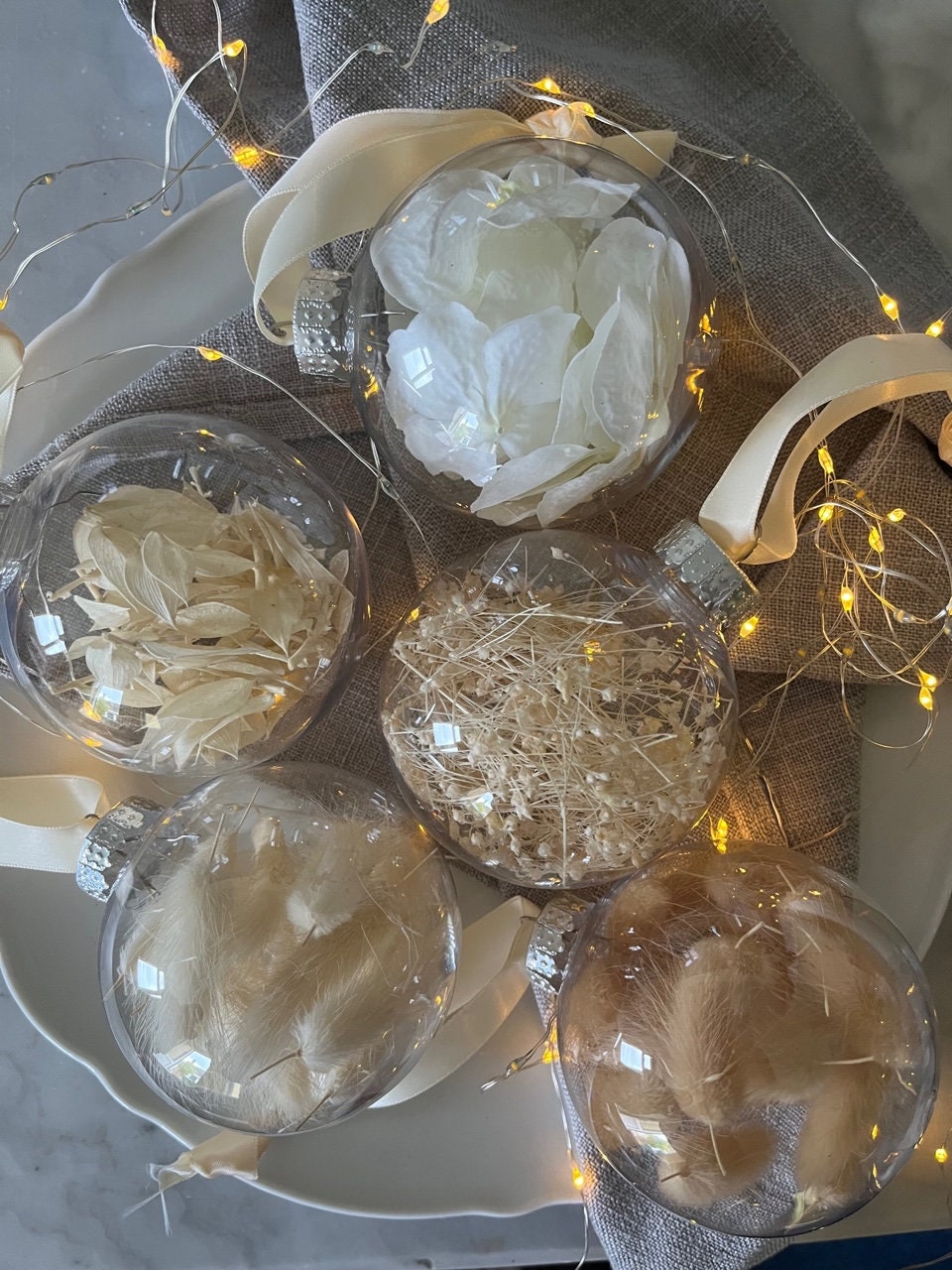 Handmade Dried Flower Bauble - Hydrangea