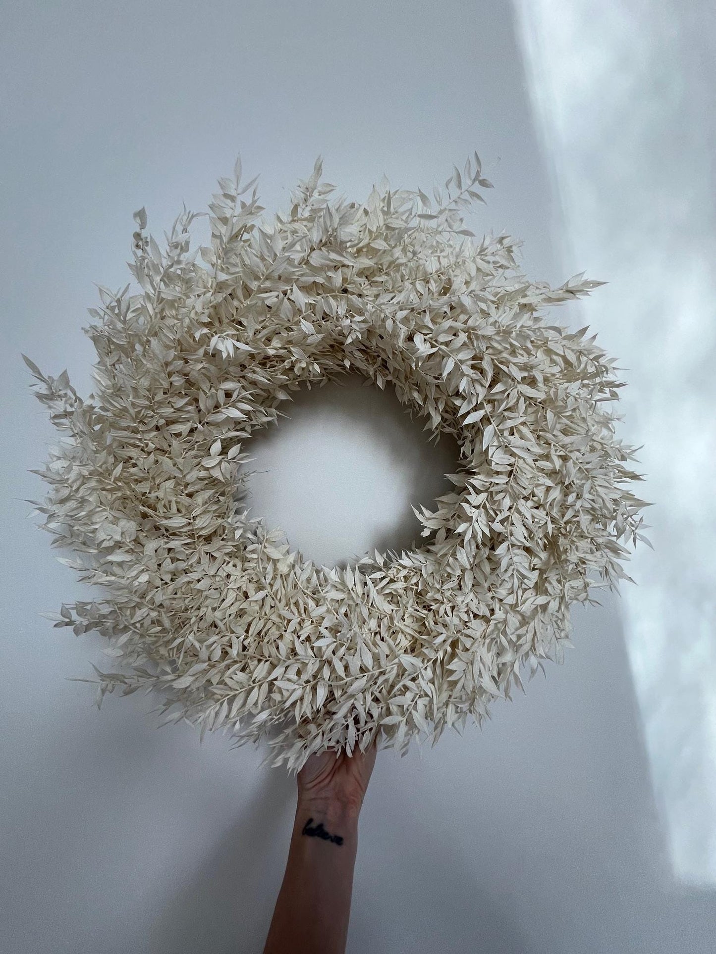 Dried White Ruscus Wreath