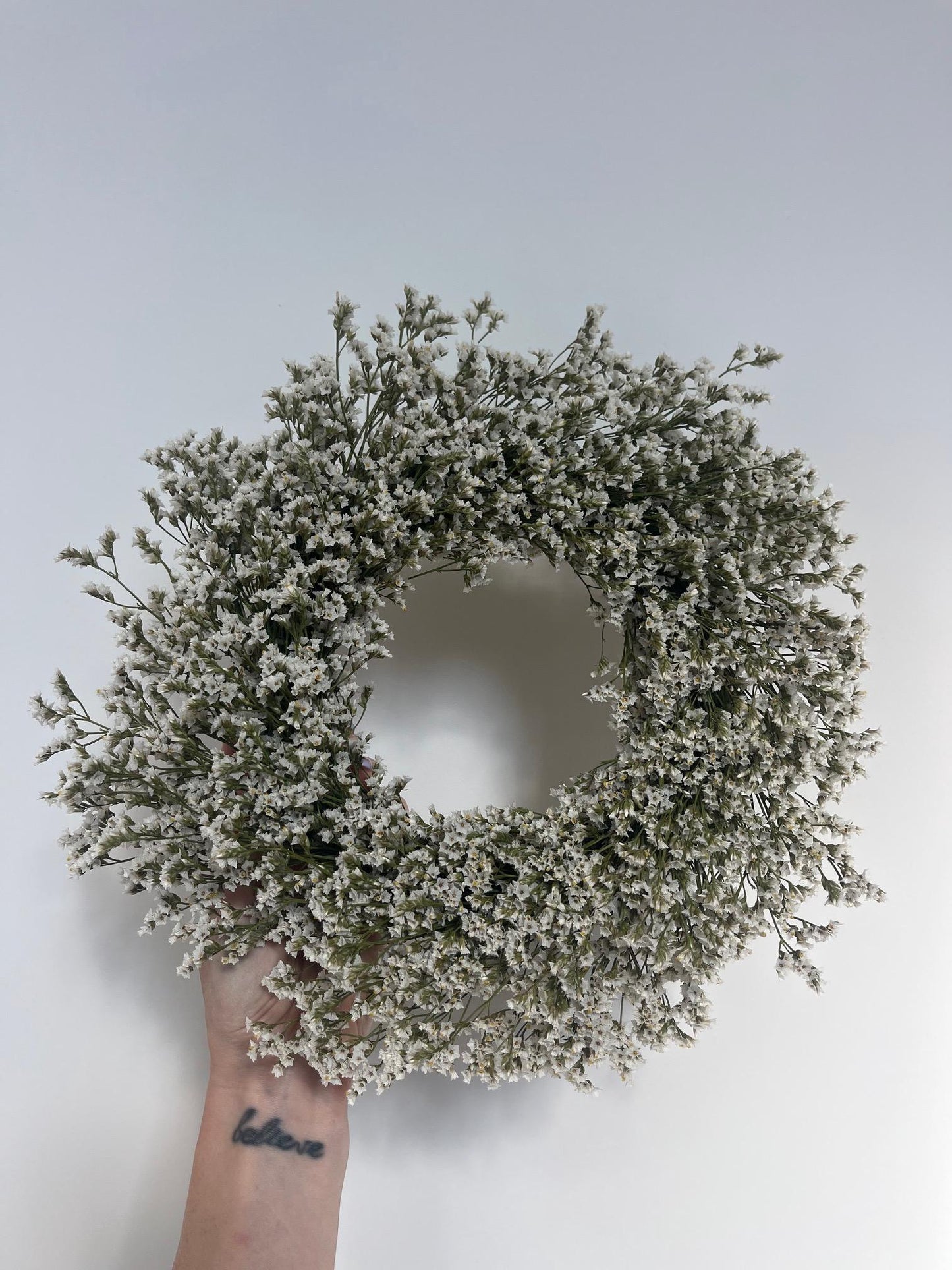Dried Statice Wreath (Limonium) - Fresh White