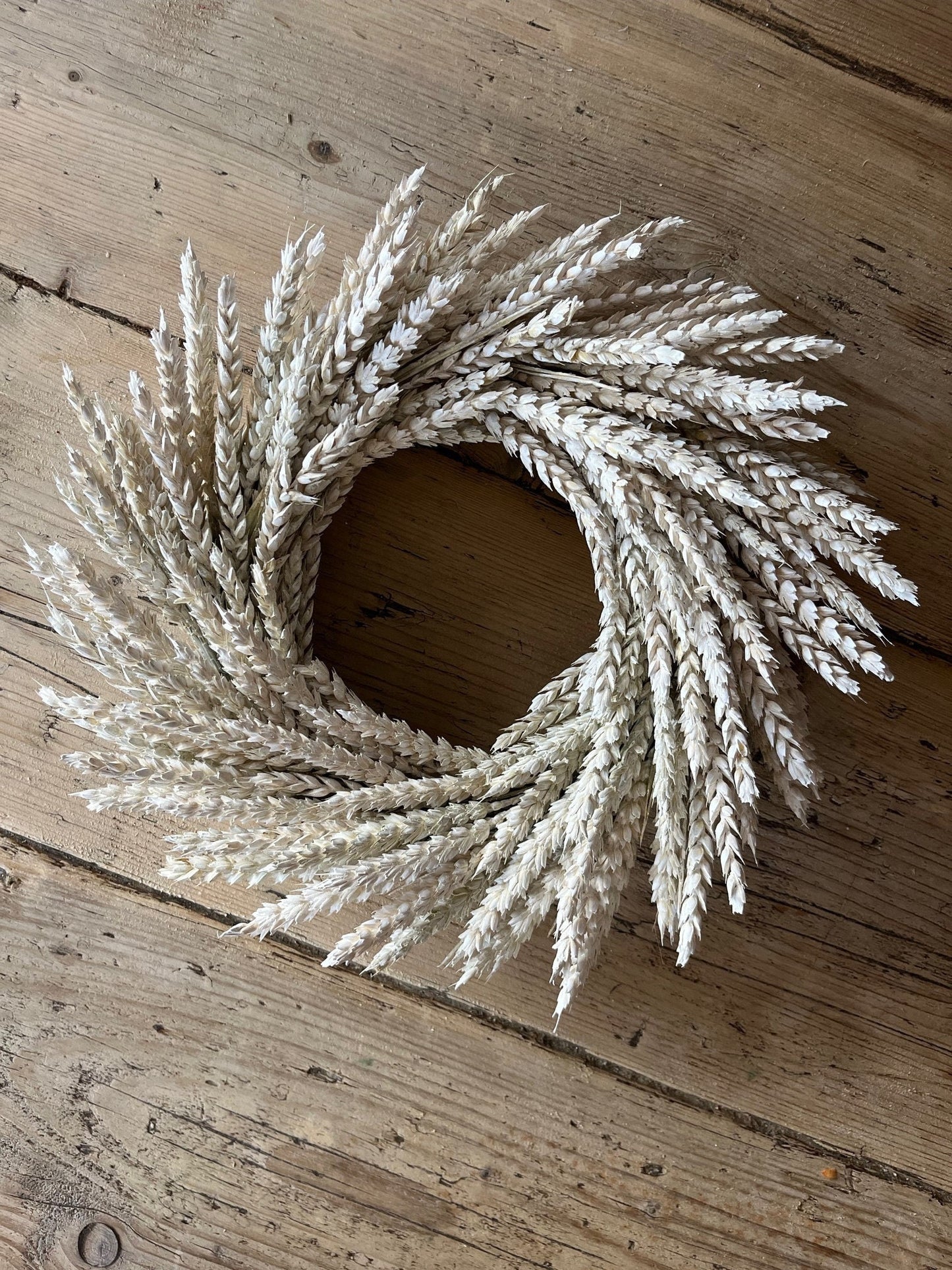 Natural Dried White Wheat Wreath