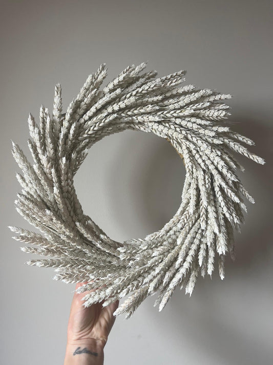 Natural Dried White Wheat Wreath
