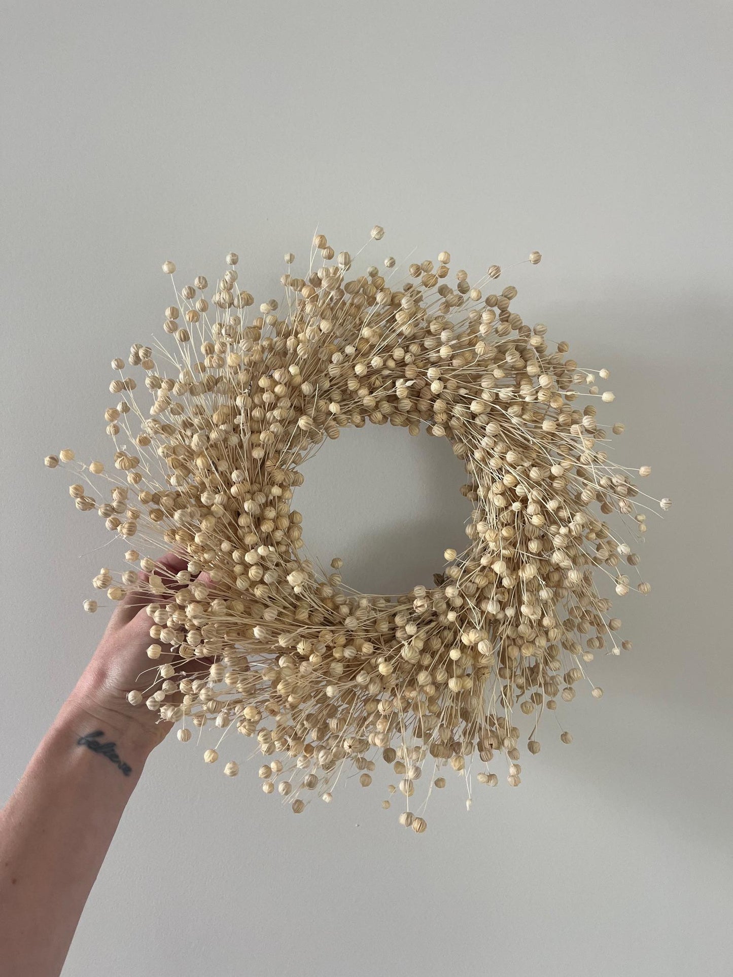 Dried Linum (Flax Seed) Wreath - Natural