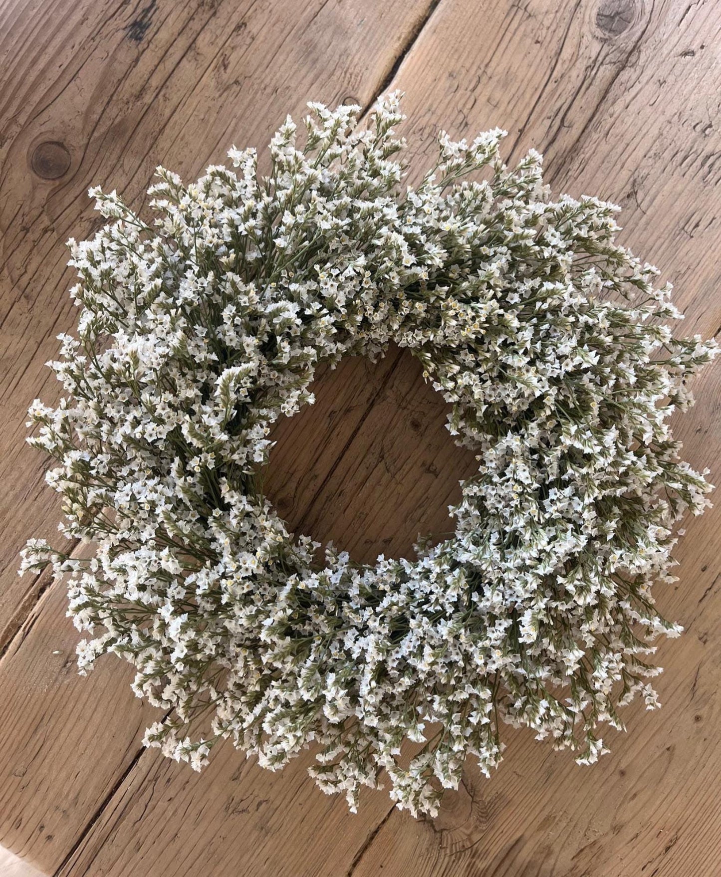 Dried Statice Wreath (Limonium) - Fresh White