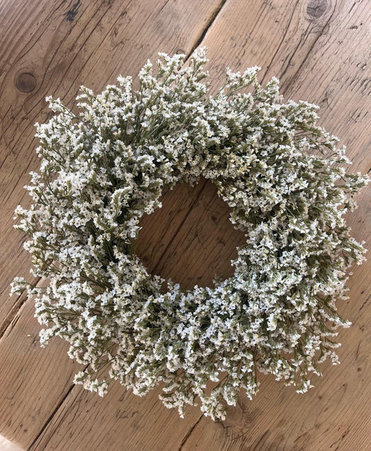 Dried Statice Wreath (Limonium) - Fresh White