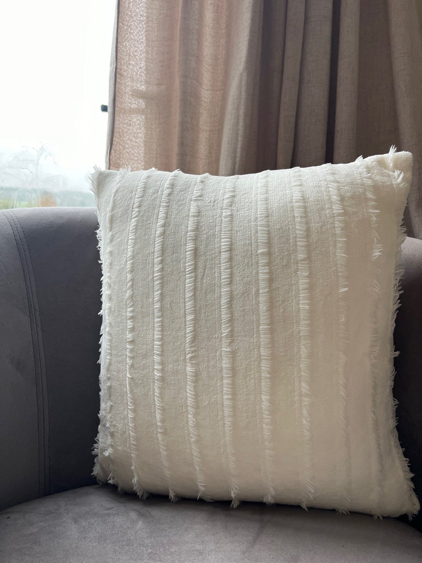 White Frilled Cushion Cover 45cm x 45cm