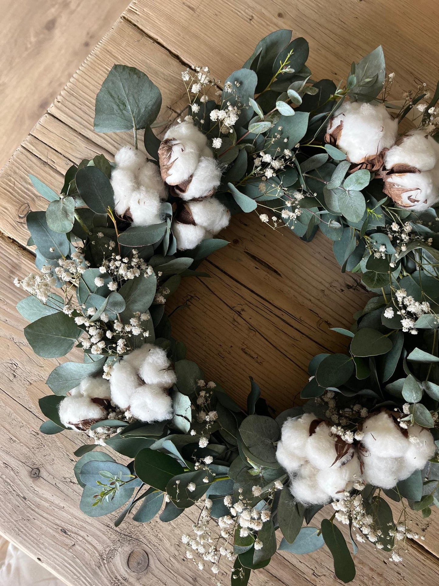 Eucalyptus & Cotton Stem Wreath