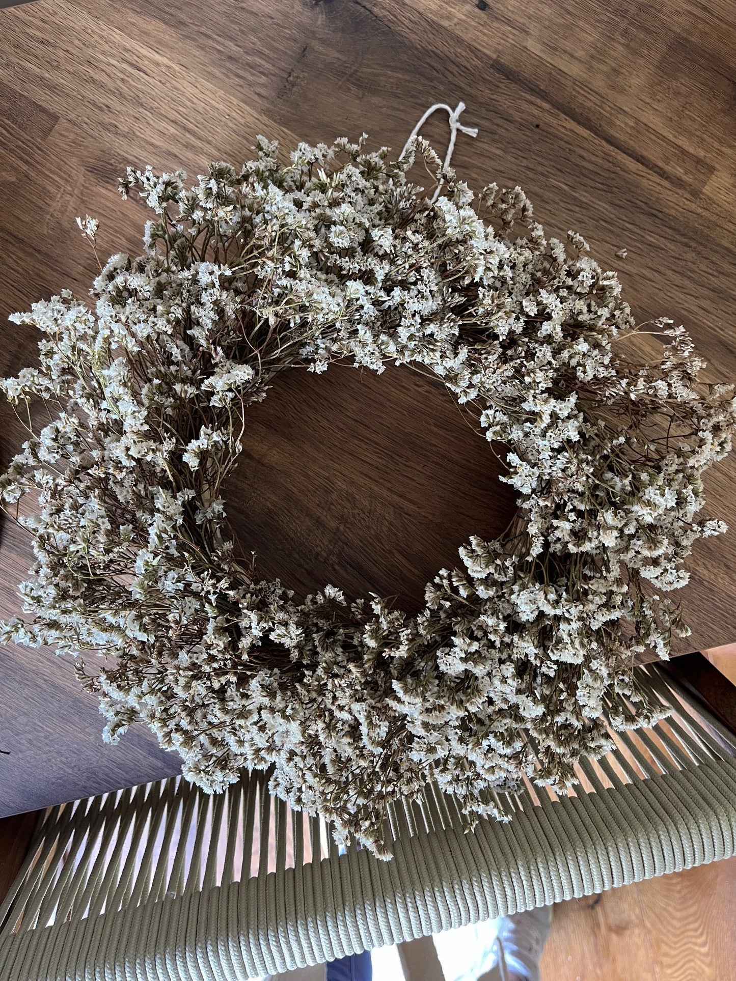 Dried Statice Wreath (Limonium) - Vintage White