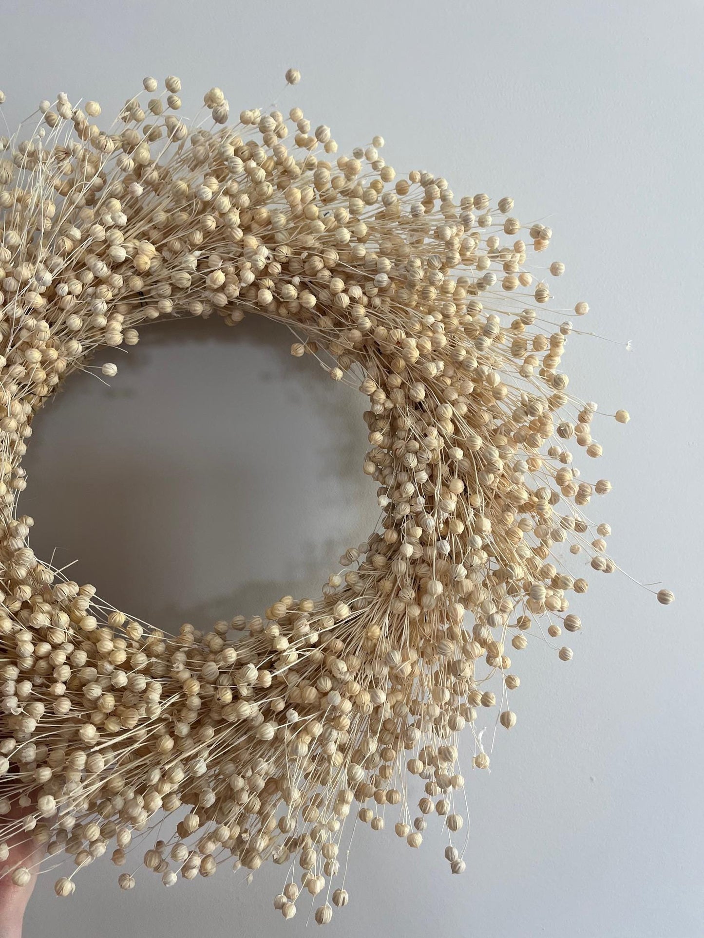 Dried Linum (Flax Seed) Wreath - Natural