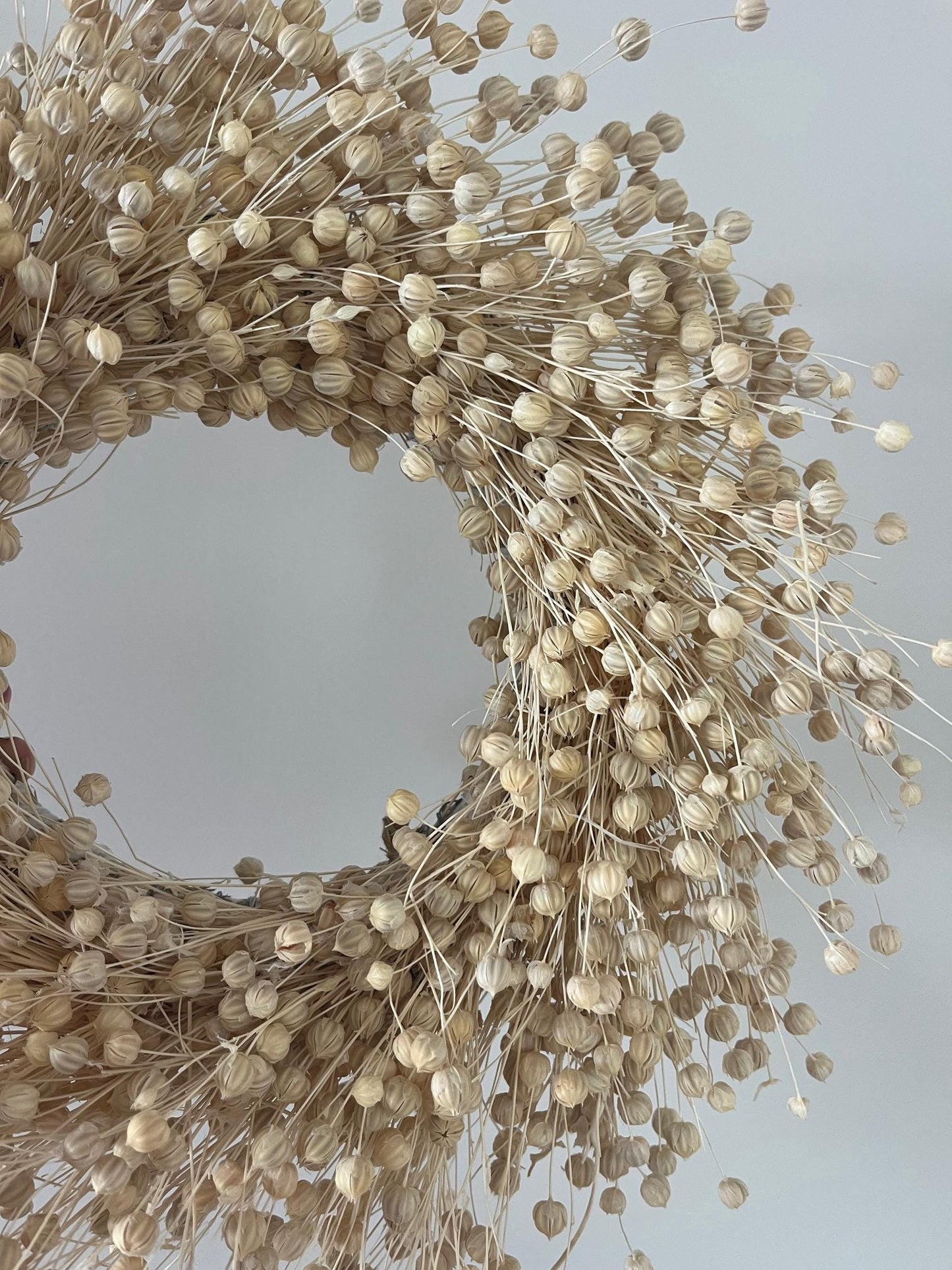 Dried Linum (Flax Seed) Wreath - Natural