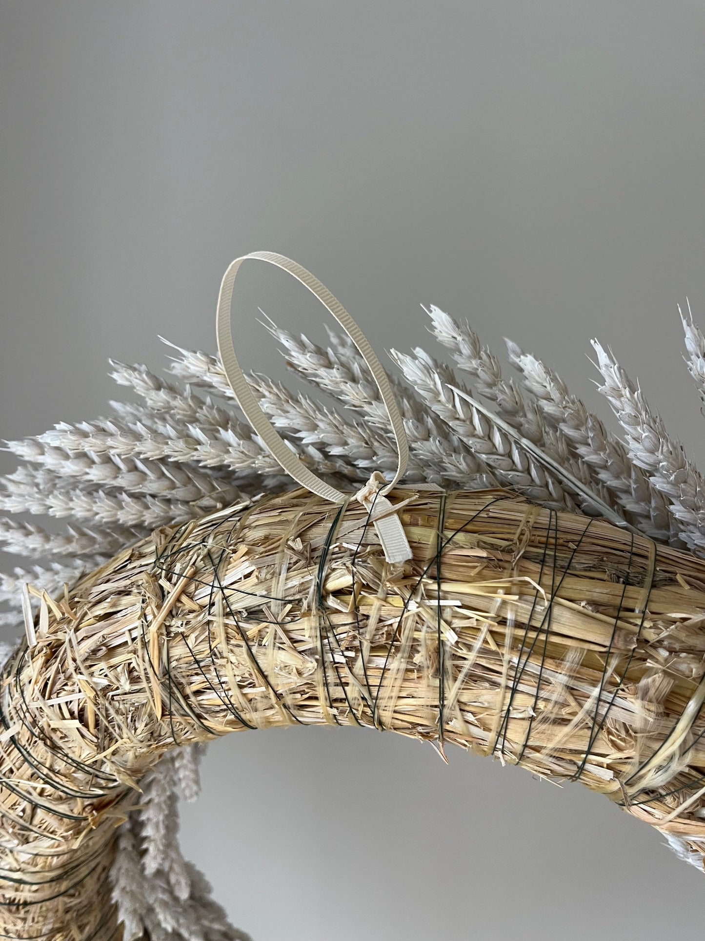 Natural Dried White Wheat Wreath