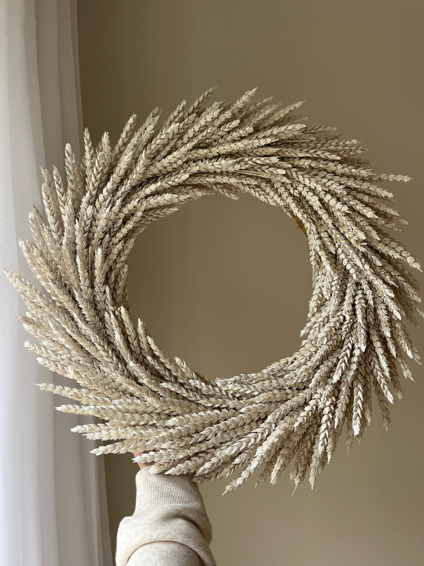Natural Dried White Wheat Wreath