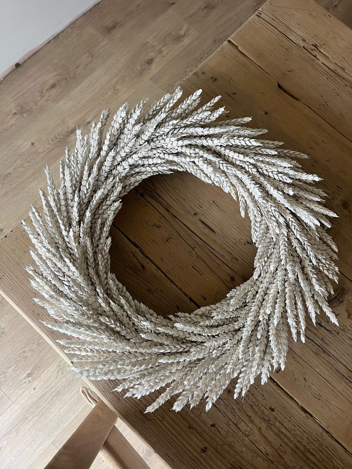 Natural Dried White Wheat Wreath