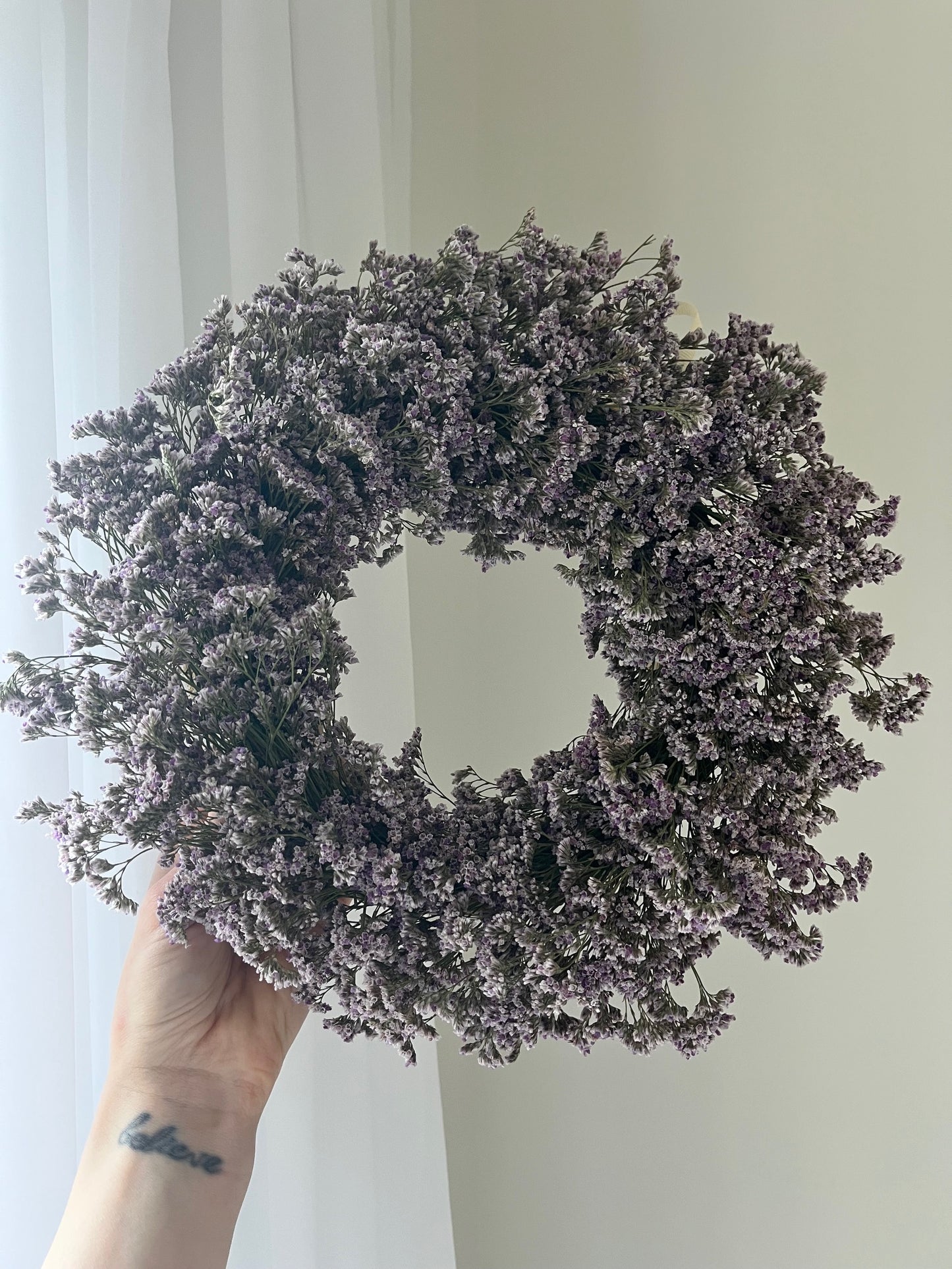 Dried Statice Wreath (Limonium) - Purple