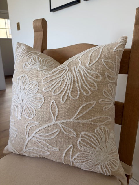Floral Embroidered Cushion Cover 45cm x 45cm