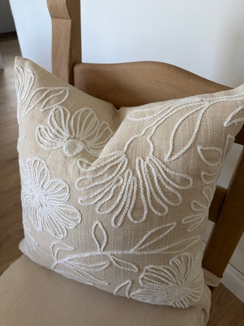 Floral Embroidered Cushion Cover 45cm x 45cm