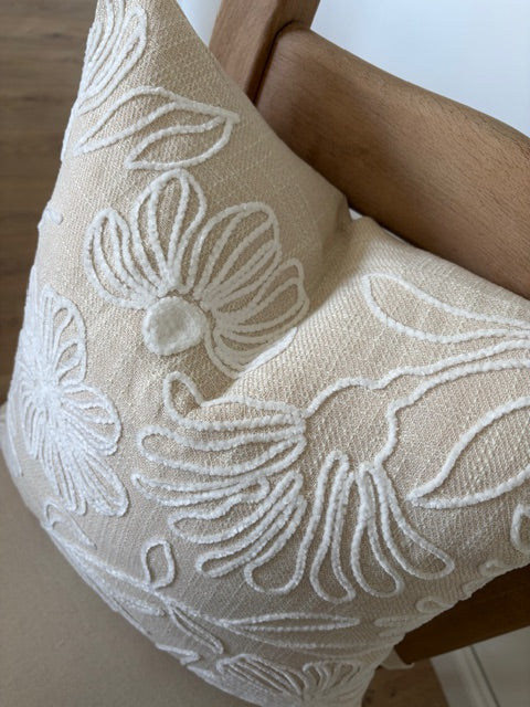 Floral Embroidered Cushion Cover 45cm x 45cm