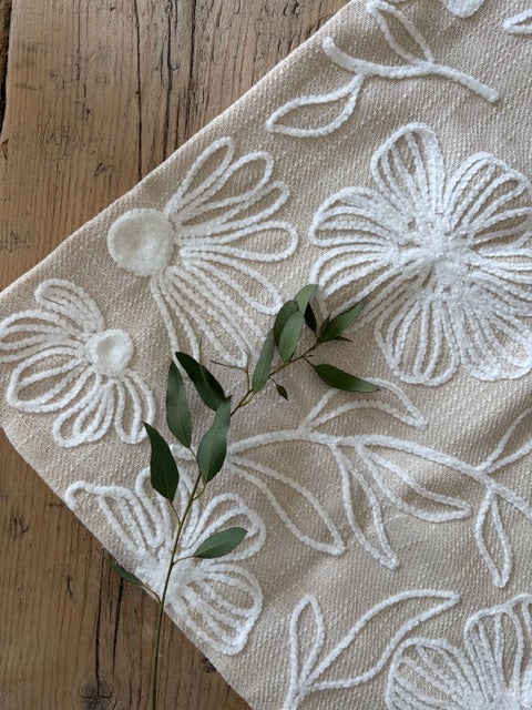 Floral Embroidered Cushion Cover 45cm x 45cm