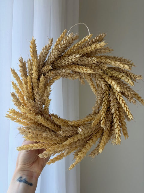 Mini Natural Dried Wheat Wreath