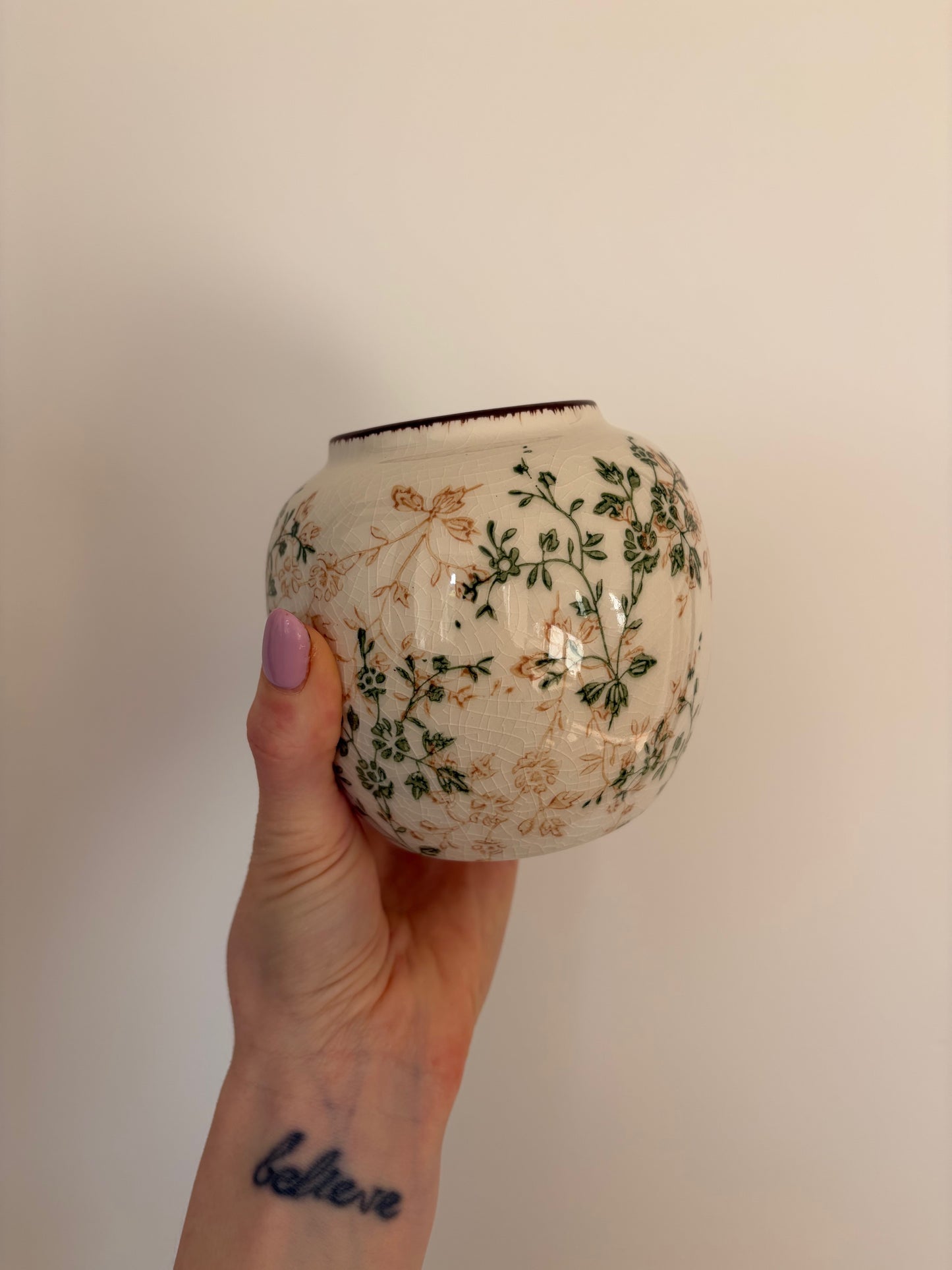 Vintage Ceramic Crackle Glaze Flower Vase