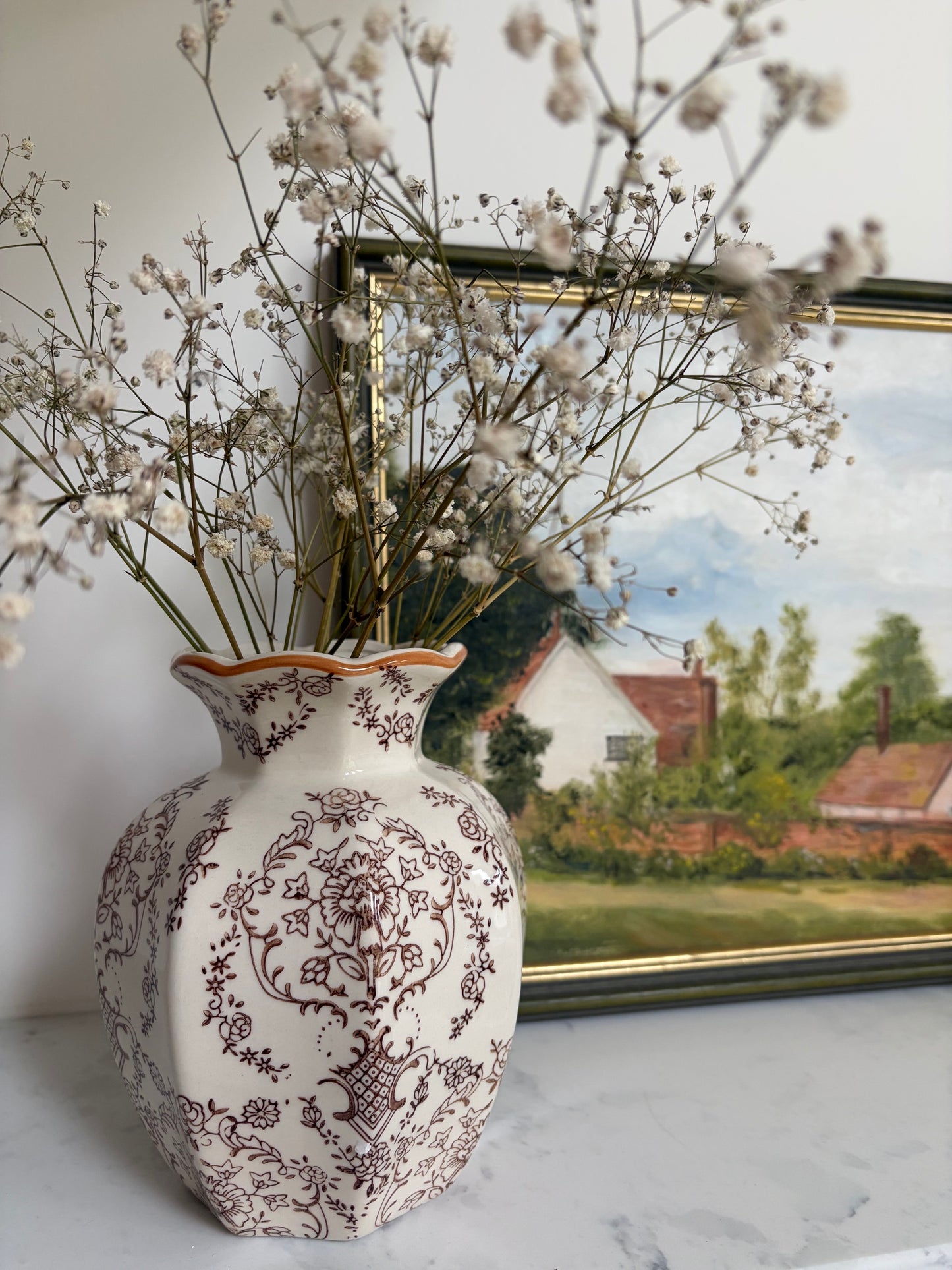 Vintage Antique Inspired Floral Porcelain Flower Vase