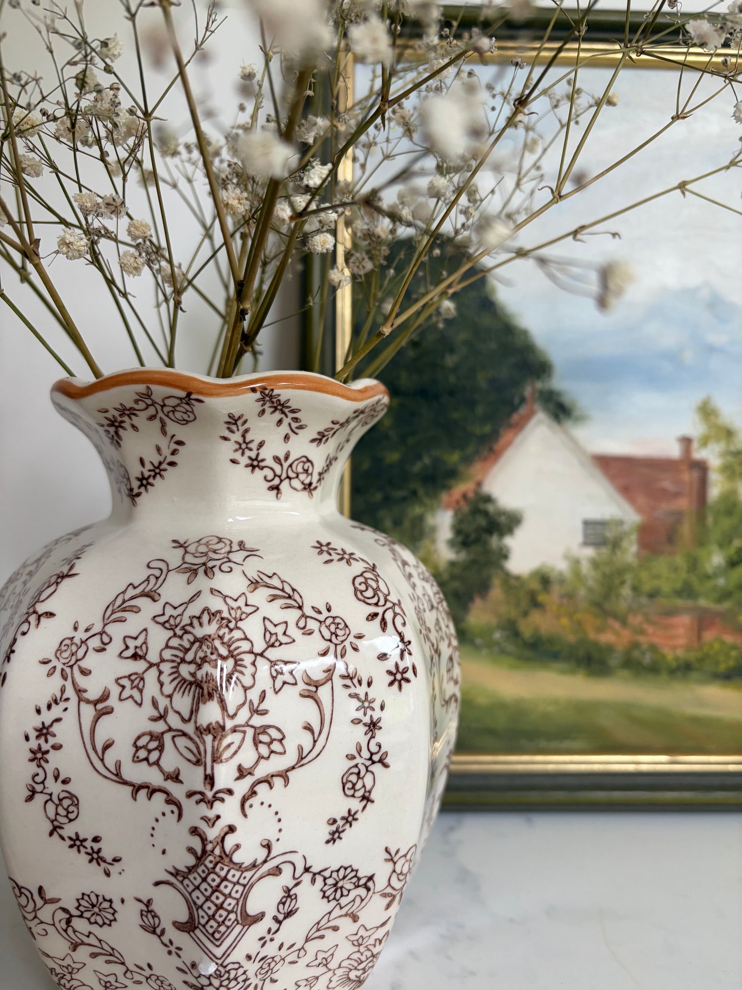 Vintage Antique Inspired Floral Porcelain Flower Vase