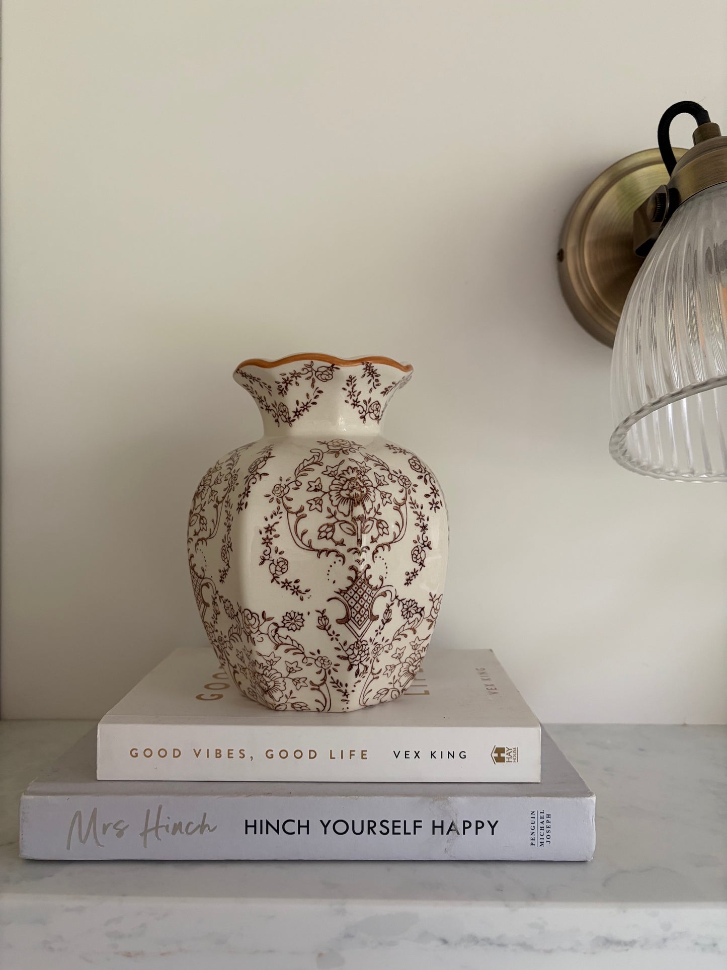 Vintage Antique Inspired Floral Porcelain Flower Vase