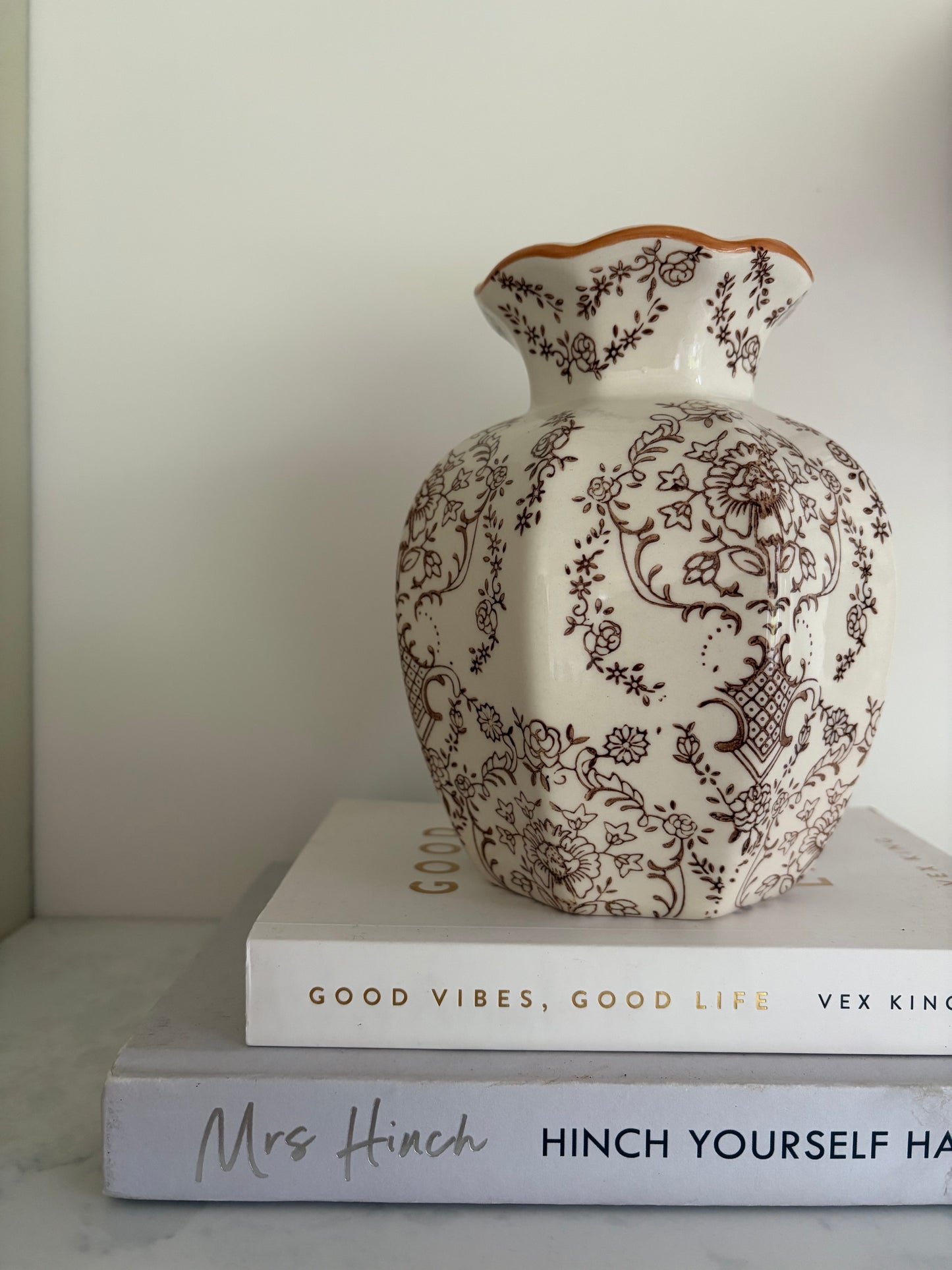 Vintage Antique Inspired Floral Porcelain Flower Vase
