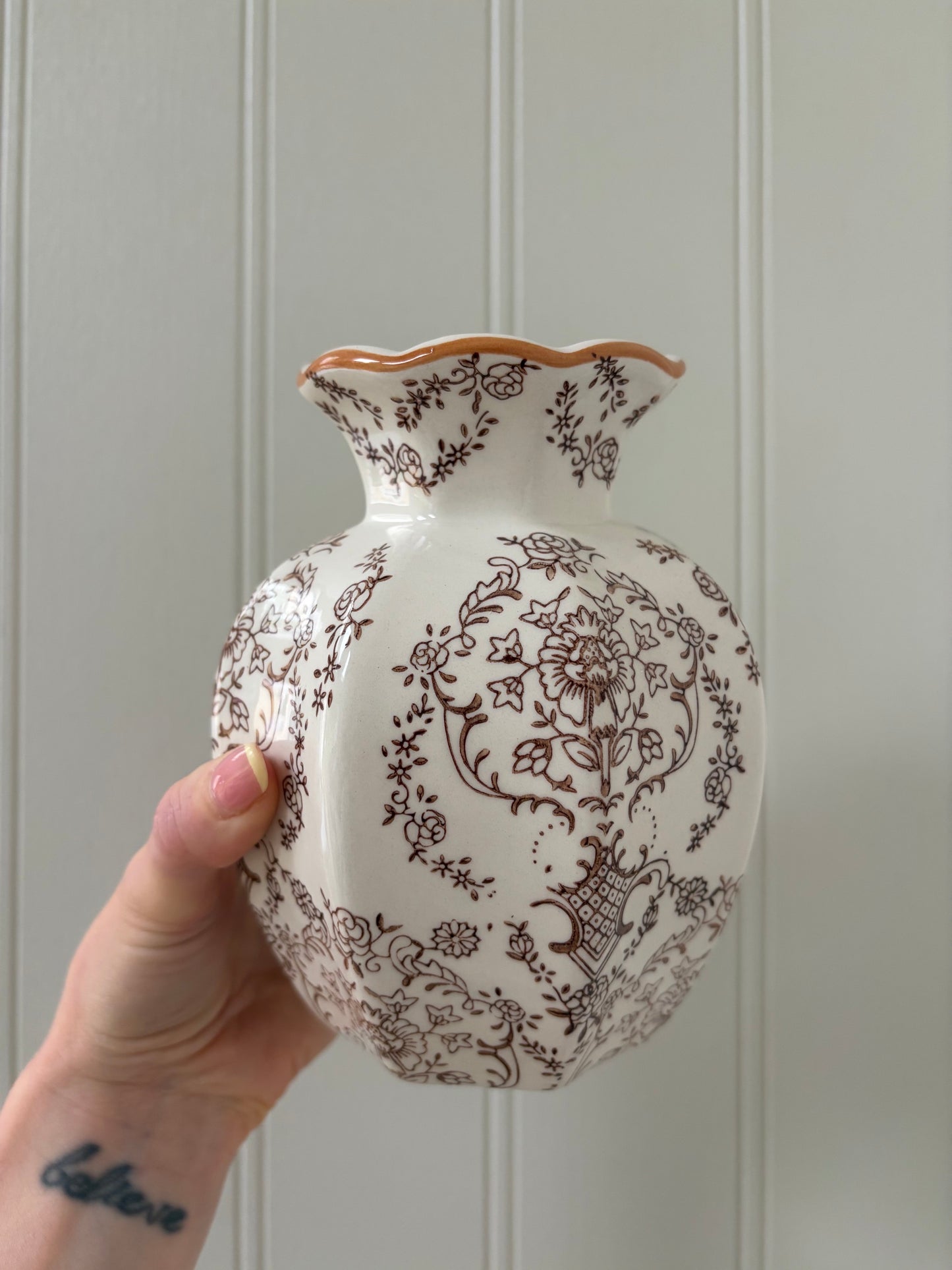 Vintage Antique Inspired Floral Porcelain Flower Vase