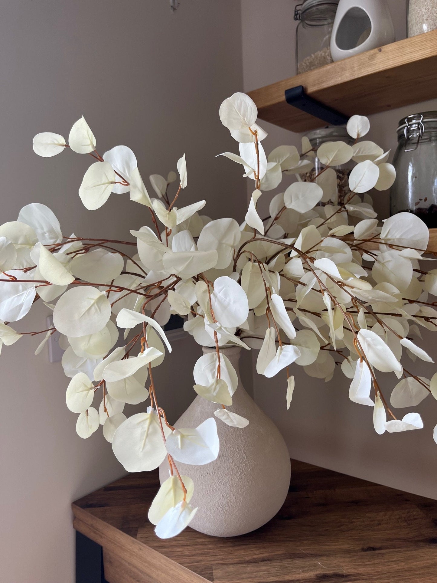 White/Cream Faux Eucalyptus Stem