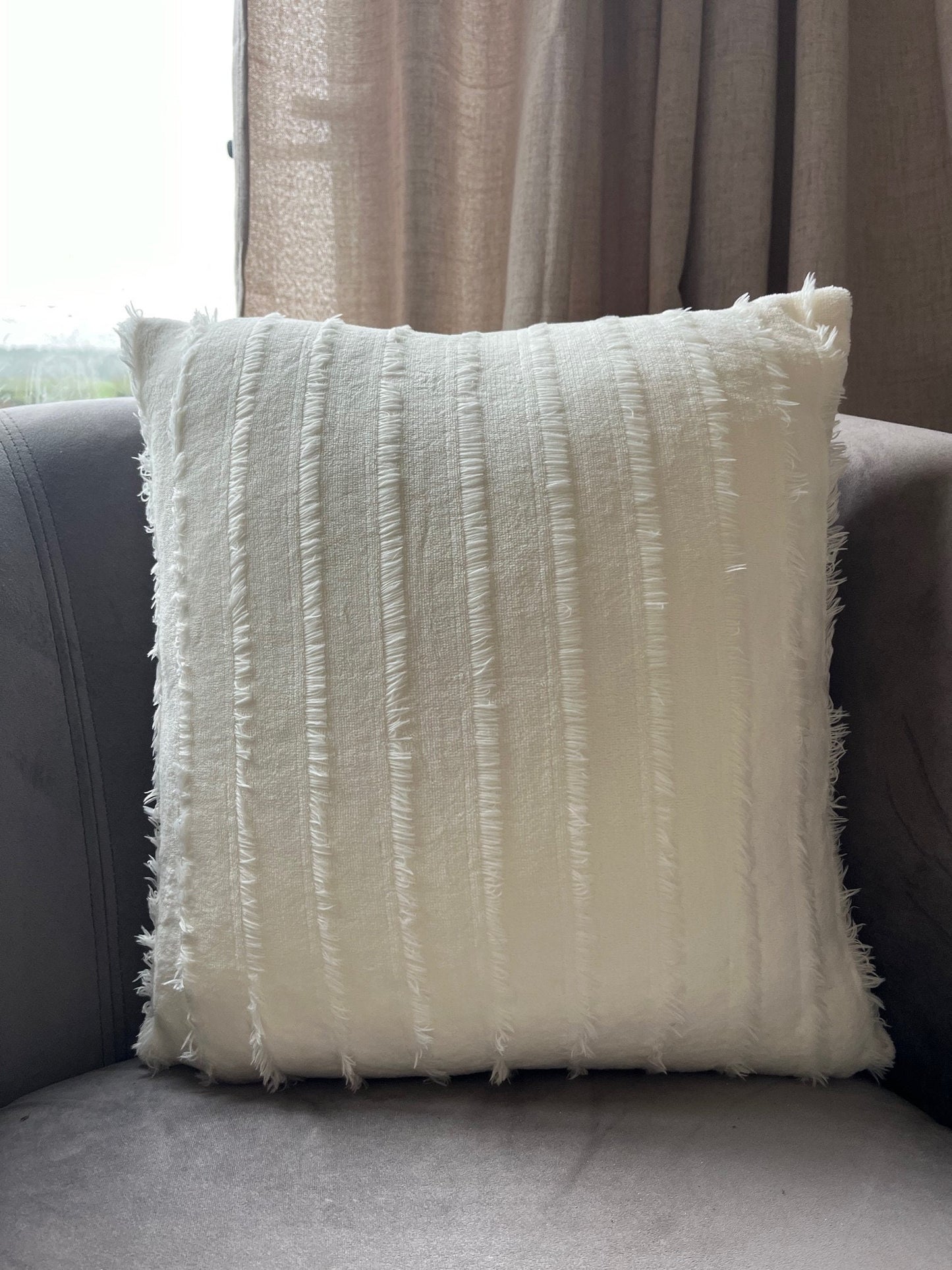White Frilled Cushion Cover 45cm x 45cm