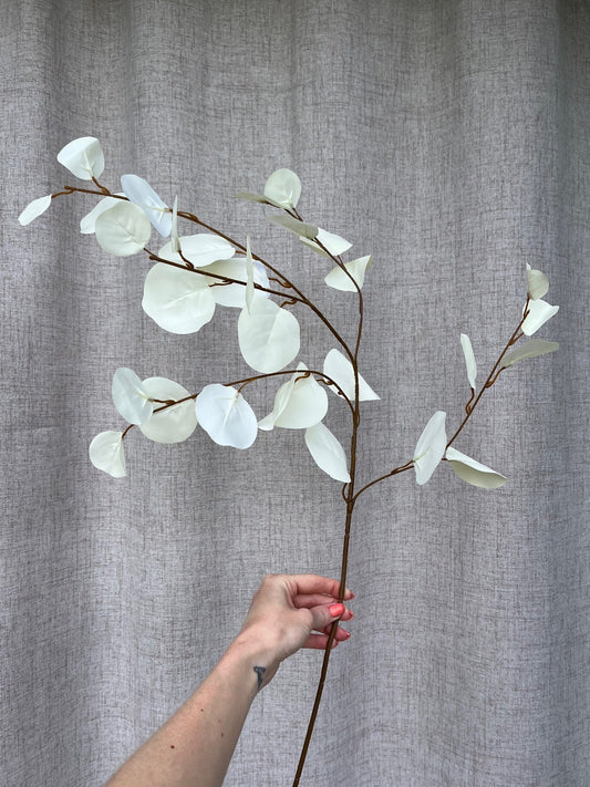 White/Cream Faux Eucalyptus Stem